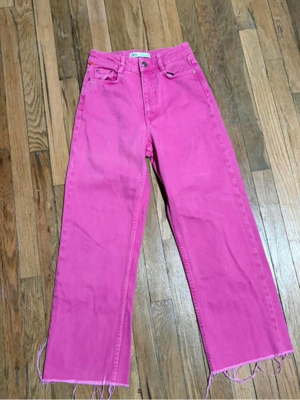 Zara Vibrant Pink Wide-Leg Jeans